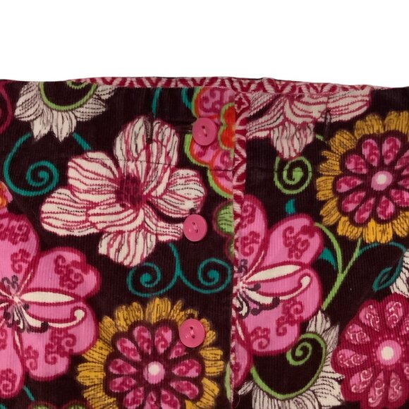 Vera Bradley Floral Corduroy Lounge Pants Women Medium Multicolor Button Closure - Picture 4 of 8